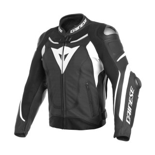 GIACCA DAINESE SUPER SPEED 3 PERFORATED LEATHER JACKET - BLACK WHITE