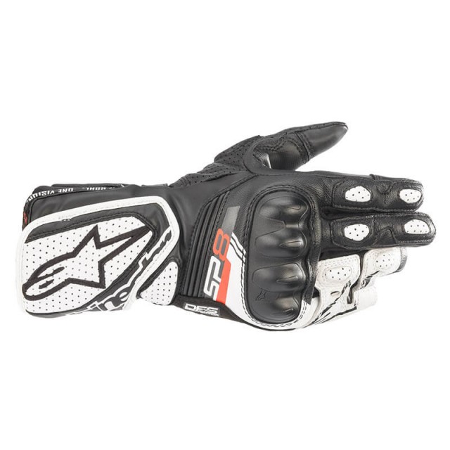 guanti moto alpinestars sp-8 v3 gloves nero bianco rosso