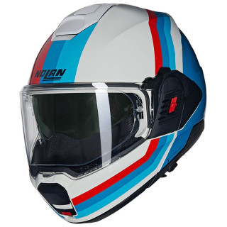 NOLAN N120.1 LINEO N-COM HELMET - WHITE BLUE RED